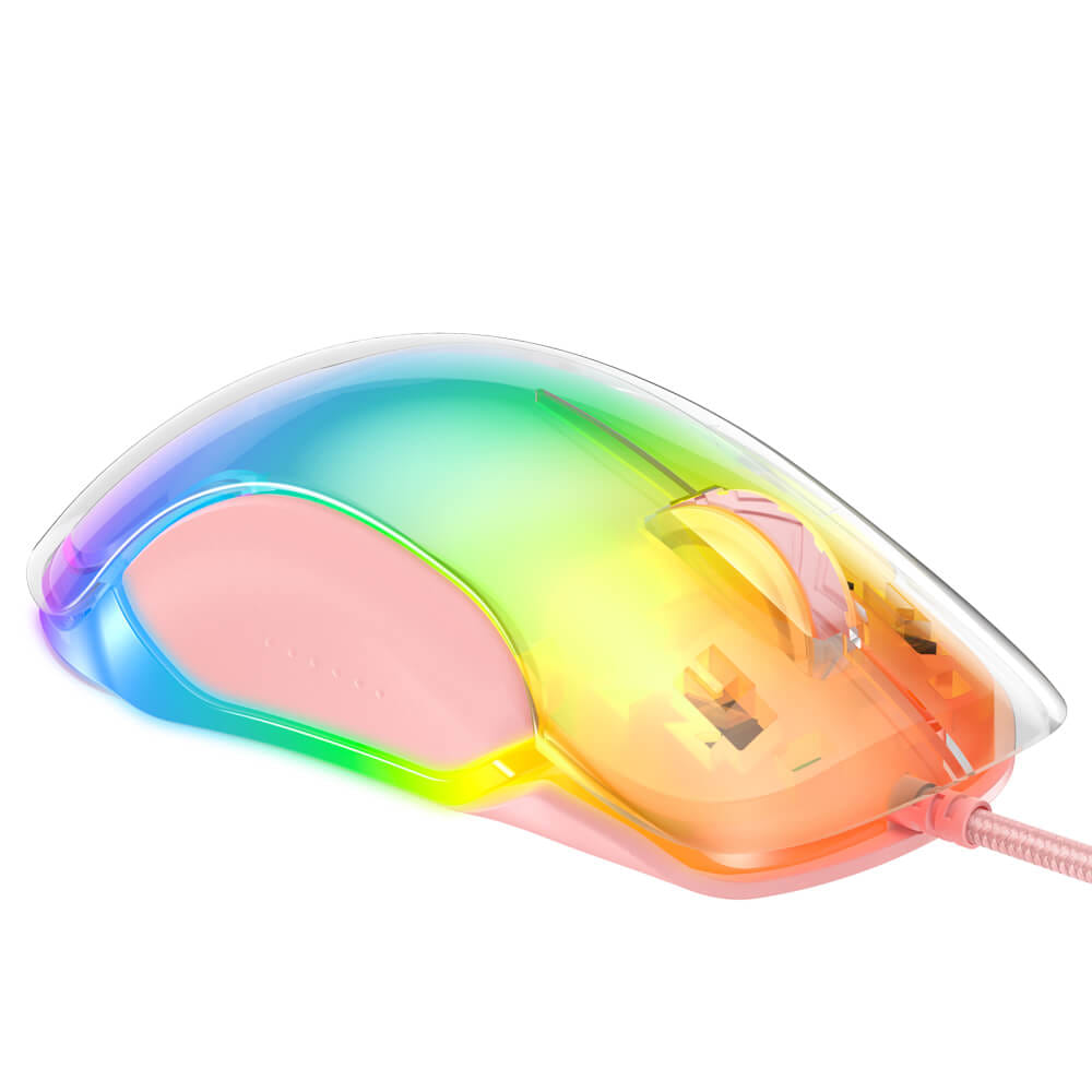 เมาส์เกมมิ่ง ONIKUMA CW925 RGB BACKLIT WIRED GAMING MOUSE - สีชมพู_3